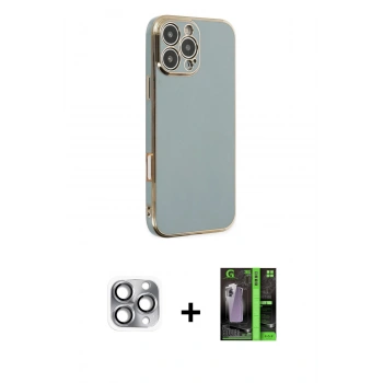 MARSİLYAN™- iPhone 16 Pro Max Kılıf Yankı Serisi - Şeffaf 360 Full Body Arka Koruyucu + Pers Alüminyum Kamera Lens - GI
