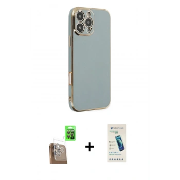 MARSİLYAN™- iPhone 16 Pro Max Kılıf Yankı Serisi - Şeffaf Pasifik Cam Ekran Koruyucu + Raze Metal Kamera Lens - CLTM
