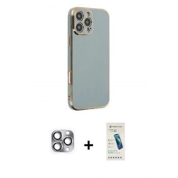 MARSİLYAN™- iPhone 16 Pro Max Kılıf Yankı Serisi - Şeffaf Pasifik Cam Ekran Koruyucu + Pers Alüminyum Kamera Lens - GI
