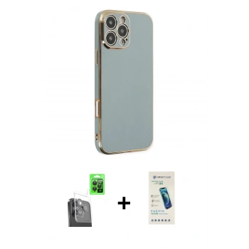 MARSİLYAN™- iPhone 16 Pro Max Kılıf Yankı Serisi - Şeffaf Pasifik Cam Ekran Koruyucu + Raze Metal Kamera Lens - SH