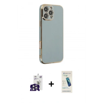 MARSİLYAN™- iPhone 16 Pro Max Kılıf Yankı Serisi - Şeffaf Pasifik Cam Ekran Koruyucu + Bilvis Titan Kamera Lens - TMGI