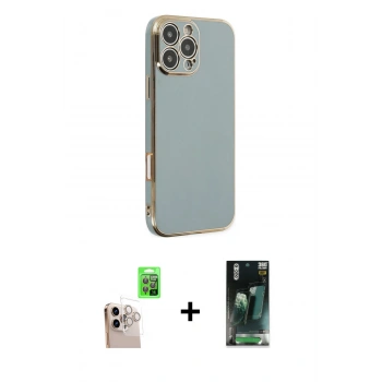 MARSİLYAN™- iPhone 16 Pro Max Kılıf Yankı Serisi - Siyah 360 Mat Full Body Arka Koruyucu + Raze Metal Kamera Lens - NLGY