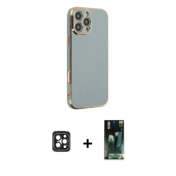 MARSİLYAN™- iPhone 16 Pro Max Kılıf Yankı Serisi - Siyah 360 Mat Full Body Arka Koruyucu + PVD Metal Kamera Lens - SH