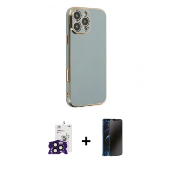 MARSİLYAN™- iPhone 16 Pro Max Kılıf Yankı Serisi - Siyah 3D Antistatik Hayalet Cam Ekran Koruyucu + Bilvis Titan Kamera Lens - SH
