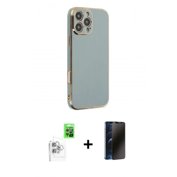MARSİLYAN™- iPhone 16 Pro Max Kılıf Yankı Serisi - Siyah 3D Antistatik Hayalet Cam Ekran Koruyucu + Raze Metal Kamera Lens - BZ