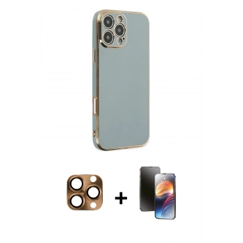 MARSİLYAN™- iPhone 16 Pro Max Kılıf Yankı Serisi - Siyah 3D Antistatik Mat Seramik Nano Ekran Koruyucu + Pers Alüminyum Kamera Lens - CLTM