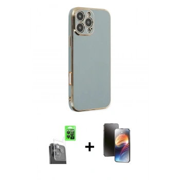 MARSİLYAN™- iPhone 16 Pro Max Kılıf Yankı Serisi - Siyah 3D Antistatik Mat Seramik Nano Ekran Koruyucu + Raze Metal Kamera Lens - SH