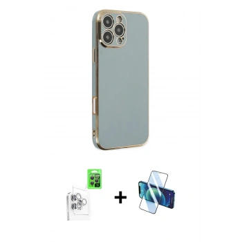 MARSİLYAN™- iPhone 16 Pro Max Kılıf Yankı Serisi - Siyah 3D Antistatik Seramik Nano Ekran Koruyucu + Raze Metal Kamera Lens - BZ