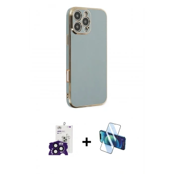 MARSİLYAN™- iPhone 16 Pro Max Kılıf Yankı Serisi - Siyah 3D Antistatik Seramik Nano Ekran Koruyucu + Bilvis Titan Kamera Lens - SH