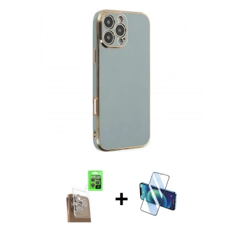 MARSİLYAN™- iPhone 16 Pro Max Kılıf Yankı Serisi - Siyah 3D Antistatik Seramik Nano Ekran Koruyucu + Raze Metal Kamera Lens - CLTM