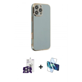 MARSİLYAN™- iPhone 16 Pro Max Kılıf Yankı Serisi - Siyah 3D Antistatik Seramik Nano Ekran Koruyucu + Bilvis Titan Kamera Lens - GS