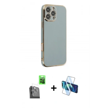 MARSİLYAN™- iPhone 16 Pro Max Kılıf Yankı Serisi - Siyah 3D Antistatik Seramik Nano Ekran Koruyucu + Raze Metal Kamera Lens - SH