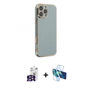MARSİLYAN™- iPhone 16 Pro Max Kılıf Yankı Serisi - Siyah 3D Antistatik Seramik Nano Ekran Koruyucu + Bilvis Titan Kamera Lens - TMGI