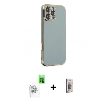 MARSİLYAN™- iPhone 16 Pro Max Kılıf Yankı Serisi - Siyah Bilvis 3D Cam Ekran Koruyucu + Raze Metal Kamera Lens - BZ
