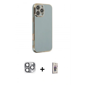 MARSİLYAN™- iPhone 16 Pro Max Kılıf Yankı Serisi - Siyah Bilvis 3D Cam Ekran Koruyucu + Pers Alüminyum Kamera Lens - GI