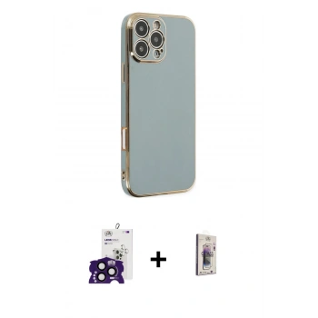 MARSİLYAN™- iPhone 16 Pro Max Kılıf Yankı Serisi - Siyah Bilvis 3D Cam Ekran Koruyucu + Bilvis Titan Kamera Lens - SH