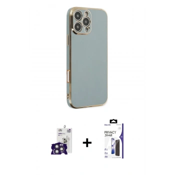 MARSİLYAN™- iPhone 16 Pro Max Kılıf Yankı Serisi - Siyah Bilvis 3X AR Hayalet Cam Ekran Koruyucu + Bilvis Titan Kamera Lens - TMGI