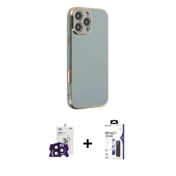 MARSİLYAN™- iPhone 16 Pro Max Kılıf Yankı Serisi - Siyah Bilvis 3X AR Hayalet Cam Ekran Koruyucu + Bilvis Titan Kamera Lens - SH