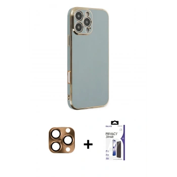 MARSİLYAN™- iPhone 16 Pro Max Kılıf Yankı Serisi - Siyah Bilvis 3X AR Hayalet Cam Ekran Koruyucu + Pers Alüminyum Kamera Lens - CLTM