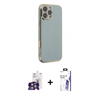 MARSİLYAN™- iPhone 16 Pro Max Kılıf Yankı Serisi - Siyah Bilvis 3X AR HD Cam Ekran Koruyucu + Bilvis Titan Kamera Lens - GS