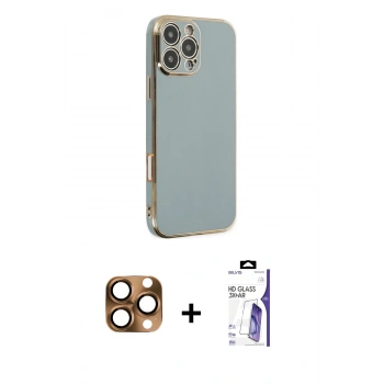 MARSİLYAN™- iPhone 16 Pro Max Kılıf Yankı Serisi - Siyah Bilvis 3X AR HD Cam Ekran Koruyucu + Pers Alüminyum Kamera Lens - CLTM