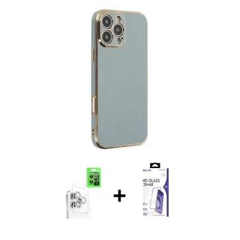 MARSİLYAN™- iPhone 16 Pro Max Kılıf Yankı Serisi - Siyah Bilvis 3X AR HD Cam Ekran Koruyucu + Raze Metal Kamera Lens - BZ