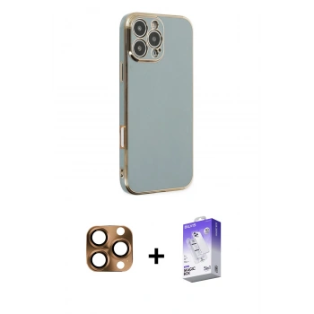 MARSİLYAN™- iPhone 16 Pro Max Kılıf Yankı Serisi - Siyah Bilvis 5in1 3D Magic Cam Ekran Koruyucu + Pers Alüminyum Kamera Lens - CLTM