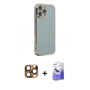 MARSİLYAN™- iPhone 16 Pro Max Kılıf Yankı Serisi - Siyah Bilvis 5in1 5D Magic Hayalet Cam Ekran Koruyucu + Pers Alüminyum Kamera Lens - CLTM