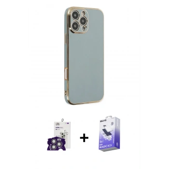 MARSİLYAN™- iPhone 16 Pro Max Kılıf Yankı Serisi - Siyah Bilvis 5in1 5D Magic Hayalet Cam Ekran Koruyucu + Bilvis Titan Kamera Lens - GS