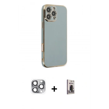 MARSİLYAN™- iPhone 16 Pro Max Kılıf Yankı Serisi - Siyah Bilvis Hayalet Cam Ekran Koruyucu + Pers Alüminyum Kamera Lens - GI