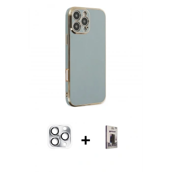 MARSİLYAN™- iPhone 16 Pro Max Kılıf Yankı Serisi - Siyah Bilvis Hayalet Cam Ekran Koruyucu + Pers Alüminyum Kamera Lens - GS