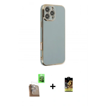 MARSİLYAN™- iPhone 16 Pro Max Kılıf Yankı Serisi - Siyah Buffer Cam Ekran Koruyucu + Raze Metal Kamera Lens - CLTM