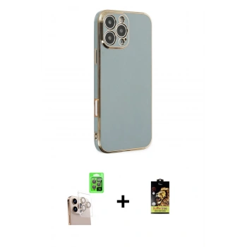 MARSİLYAN™- iPhone 16 Pro Max Kılıf Yankı Serisi - Siyah Buffer Cam Ekran Koruyucu + Raze Metal Kamera Lens - NLGY
