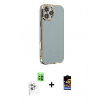 MARSİLYAN™- iPhone 16 Pro Max Kılıf Yankı Serisi - Siyah Buffer Hayalet Cam Ekran Koruyucu + Raze Metal Kamera Lens - BZ