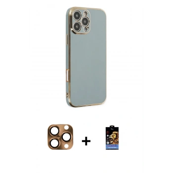 MARSİLYAN™- iPhone 16 Pro Max Kılıf Yankı Serisi - Siyah Buffer Hayalet Cam Ekran Koruyucu + Pers Alüminyum Kamera Lens - CLTM