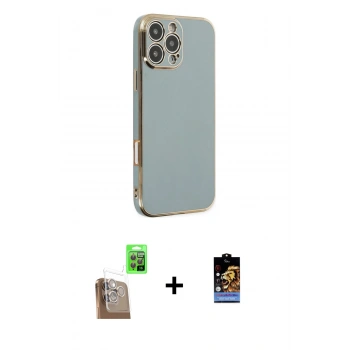 MARSİLYAN™- iPhone 16 Pro Max Kılıf Yankı Serisi - Siyah Buffer Hayalet Cam Ekran Koruyucu + Raze Metal Kamera Lens - CLTM