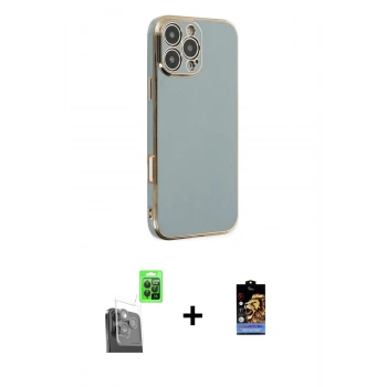 MARSİLYAN™- iPhone 16 Pro Max Kılıf Yankı Serisi - Siyah Buffer Hayalet Cam Ekran Koruyucu + Raze Metal Kamera Lens - SH