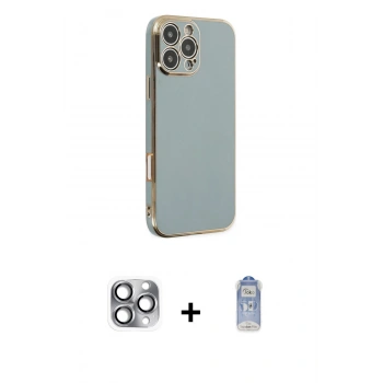MARSİLYAN™- iPhone 16 Pro Max Kılıf Yankı Serisi - Siyah Joko Magic 5D Cam + Pers Alüminyum Kamera Lens - GI