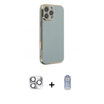 MARSİLYAN™- iPhone 16 Pro Max Kılıf Yankı Serisi - Siyah Joko Magic 5D Cam + Pers Alüminyum Kamera Lens - GS