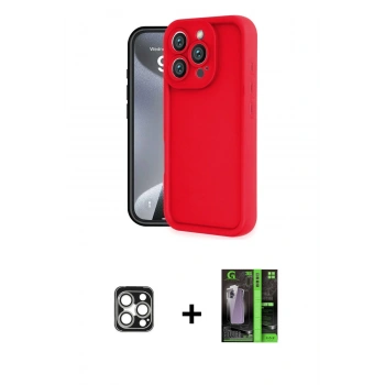 MARSİLYAN™- iPhone 16 Pro Max Kılıf Yankı Yansıma Özel Seri - Şeffaf 360 Full Body Arka Koruyucu + PVD Metal Kamera Lens - GS