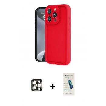 MARSİLYAN™- iPhone 16 Pro Max Kılıf Yankı Yansıma Özel Seri - Şeffaf Pasifik Cam Ekran Koruyucu + PVD Metal Kamera Lens - GD
