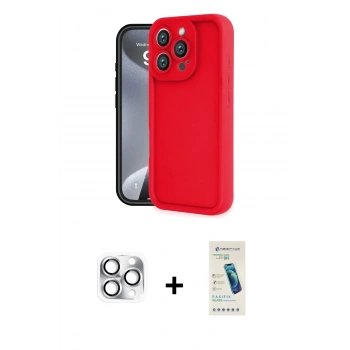 MARSİLYAN™- iPhone 16 Pro Max Kılıf Yankı Yansıma Özel Seri - Şeffaf Pasifik Cam Ekran Koruyucu + Pers Alüminyum Kamera Lens - GS