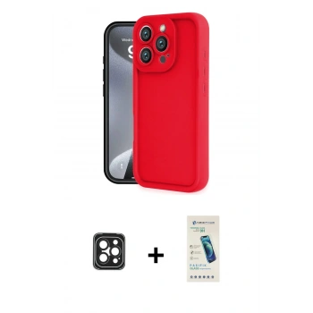 MARSİLYAN™- iPhone 16 Pro Max Kılıf Yankı Yansıma Özel Seri - Şeffaf Pasifik Cam Ekran Koruyucu + PVD Metal Kamera Lens - SH