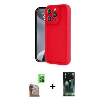 MARSİLYAN™- iPhone 16 Pro Max Kılıf Yankı Yansıma Özel Seri - Siyah 360 Mat Full Body Arka Koruyucu + Raze Metal Kamera Lens - CLTM