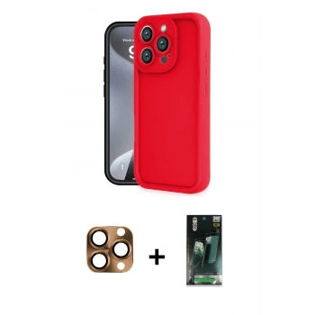 MARSİLYAN™- iPhone 16 Pro Max Kılıf Yankı Yansıma Özel Seri - Siyah 360 Mat Full Body Arka Koruyucu + Pers Alüminyum Kamera Lens - CLTM