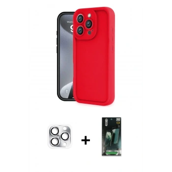 MARSİLYAN™- iPhone 16 Pro Max Kılıf Yankı Yansıma Özel Seri - Siyah 360 Mat Full Body Arka Koruyucu + Pers Alüminyum Kamera Lens - GS