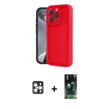 MARSİLYAN™- iPhone 16 Pro Max Kılıf Yankı Yansıma Özel Seri - Siyah 360 Mat Full Body Arka Koruyucu + PVD Metal Kamera Lens - GD