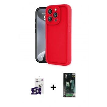 MARSİLYAN™- iPhone 16 Pro Max Kılıf Yankı Yansıma Özel Seri - Siyah 360 Mat Full Body Arka Koruyucu + Bilvis Titan Kamera Lens - TMGI