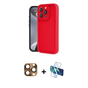 MARSİLYAN™- iPhone 16 Pro Max Kılıf Yankı Yansıma Özel Seri - Siyah 3D Antistatik Cam Ekran Koruyucu + Pers Alüminyum Kamera Lens - CLTM