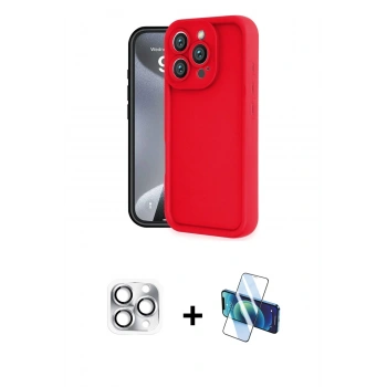 MARSİLYAN™- iPhone 16 Pro Max Kılıf Yankı Yansıma Özel Seri - Siyah 3D Antistatik Cam Ekran Koruyucu + Pers Alüminyum Kamera Lens - GS